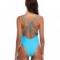 Size M Blue One-Piece Solid Sexy Beach Bikini DM1045