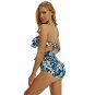 Size M Blue High Waist Floral Printed Summer Bikini DM1048