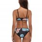 Size L Black Floral Printed Bandage Women Summer Bikini DM1049