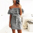 Size L Black Women Mini Stripe Dress DM1069