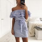 Size XL Blue Women Mini Stripe Dress DM1069