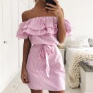 Size M Pink Women Mini Stripe Dress DM1069