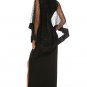 Size S Black Sequined High Waisted Mesh Split Slim Dress DM1075
