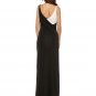 Size XL Black White Patchwork Sling Split Long Sexy Chic Dress DM1078