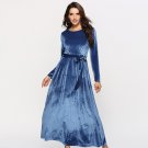 Size XL Blue Velvet Long Winter Warm Dress DM1080