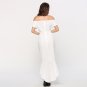Size S White V-neck Off Shoulder Tuxedo Elegant Dress DM1081