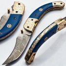 8.5" Handmade Damascus Folding Pocket knife Hunting knife 100% Handmade Damascus Steel Handle