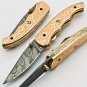 7.5'' Folding Hunter Pocket Knife Custom Hand Made Forged Damascus Steel Bowie Knife
