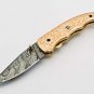 7.5'' Folding Hunter Pocket Knife Custom Hand Made Forged Damascus Steel Bowie Knife