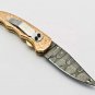 7.5'' Folding Hunter Pocket Knife Custom Hand Made Forged Damascus Steel Bowie Knife
