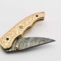 7.5'' Folding Hunter Pocket Knife Custom Hand Made Forged Damascus Steel Bowie Knife