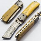 Handmade Damascus Folding Pocket knife Hunting knife 100% Handmade Damascus