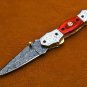 8.75'' Handmade Damascus Folding Pocket knife Hunting knife Handmade Damascus
