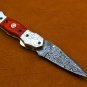 8.75'' Handmade Damascus Folding Pocket knife Hunting knife Handmade Damascus