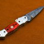 8.75'' Handmade Damascus Folding Pocket knife Hunting knife Handmade Damascus