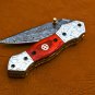 8.75'' Handmade Damascus Folding Pocket knife Hunting knife Handmade Damascus