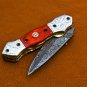 8.75'' Handmade Damascus Folding Pocket knife Hunting knife Handmade Damascus