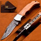 6.5" Handmade Damascus Folding Pocket knife Hunting knife 100% Handmade Damascus Steel