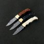 6.75''Custom Hand Made knife Hunter Pocket Knife Lot of 3 knives Damascus Steel Bowie Knife