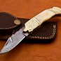 8.25" Handmade Damascus Folding Pocket knife Hunting knife 100% Handmade Damascus