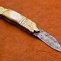 8.25" Handmade Damascus Folding Pocket knife Hunting knife 100% Handmade Damascus