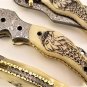 Handmade Damascus Folding Pocket knife Hunting knife Handmade Damascus Steel Handle Camel Bone