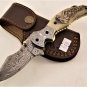 Handmade Damascus Folding Pocket knife Hunting knife Handmade Damascus Steel Handle Camel Bone