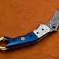 8.5" Handmade Damascus Folding Pocket knife Karambit Knife Hunting knife Handle Camel Bone