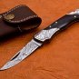 7.0" Handmade Damascus Folding Pocket knife Hunting knife 100% Handmade Damascus Steel