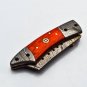 7.5" Handmade Damascus Folding Pocket knife Hunting knife 100% Handmade Damascus Steel