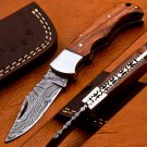6.5" Handmade Damascus Folding Pocket knife Hunting knife 100% Handmade Damascus Steel