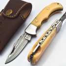 6.75'' Custom Hand Made Forged knife Hunter Knife Damascus Steel Bowie Knife Handle IronWood Folding