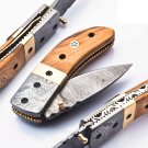 7.25" Handmade Damascus Folding Pocket knife Hunting knife 100% Handmade Damascus Steel Handle Kow