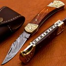 7.0" Handmade Damascus Folding Pocket knife Hunting knife 100% Handmade Damascus Steel