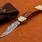 7.0" Handmade Damascus Folding Pocket knife Hunting knife 100% Handmade Damascus Steel