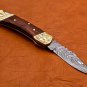7.0" Handmade Damascus Folding Pocket knife Hunting knife 100% Handmade Damascus Steel