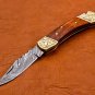 7.0" Handmade Damascus Folding Pocket knife Hunting knife 100% Handmade Damascus Steel