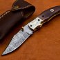 8.0" Handmade Damascus Folding Pocket knife Hunting knife 100% Handmade Damascus Steel