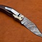 8.0" Handmade Damascus Folding Pocket knife Hunting knife 100% Handmade Damascus Steel