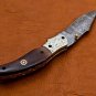 8.0" Handmade Damascus Folding Pocket knife Hunting knife 100% Handmade Damascus Steel