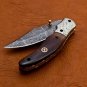 8.0" Handmade Damascus Folding Pocket knife Hunting knife 100% Handmade Damascus Steel