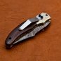 8.0" Handmade Damascus Folding Pocket knife Hunting knife 100% Handmade Damascus Steel