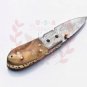 5.75" Handmade Damascus Folding Pocket knife Hunting knife 100% Handmade Damascus Steel Handle Ram