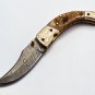 8.5" Handmade Damascus Folding Pocket knife Hunting knife 100% Handmade Damascus Steel Handle Ram