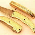 8'' Custom Hand Made Forged Folding Hunter Pocket Knife Damascus Steel Bowie Knife Handle Brass
