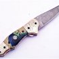 8'' Custom Hand Made Forged Folding Hunter Pocket Knife Damascus Steel Bowie Knife Handle Corian