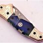 8'' Custom Hand Made Forged Folding Hunter Pocket Knife Damascus Steel Bowie Knife Handle Corian