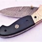 Handmade Damascus Folding Pocket knife Hunting knife 100% Handmade Damascus Steel Handle Buffalo