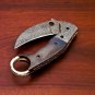 8" Handmade Damascus Folding Pocket knife Karambit Knife Hunting knife Handle Camel Bone Handmade