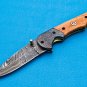 8" Handmade Damascus Folding Pocket knife Hunting knife 100% Handmade Damascus Steel